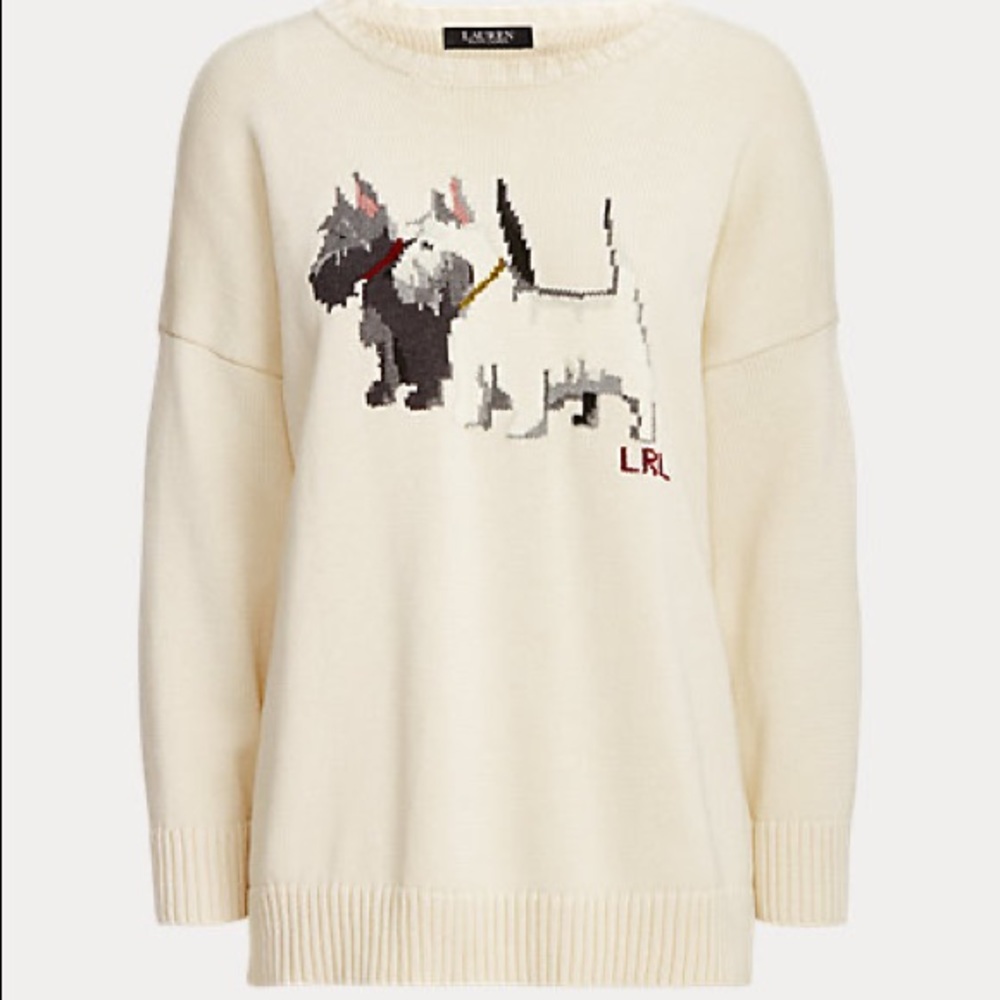 Ralph Lauren Intarsia Knit Scottish Terrier Crewneck Sweater | Cozy, Dog Sweater